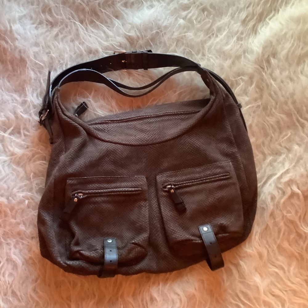 FURLA Brown Suede Weekender Bag